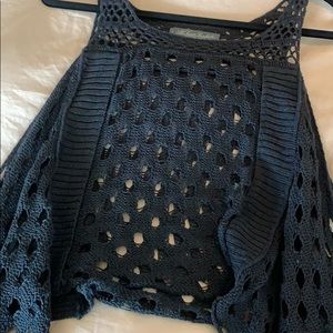 All Saints Crochet Navy Blue Tank Top